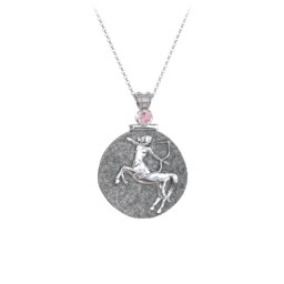 Engravable Sagittarius Zodiac Medallion Necklace