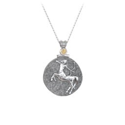 Engravable Sagittarius Zodiac Medallion Necklace