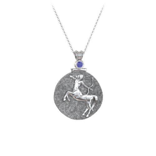 Engravable Sagittarius Zodiac Medallion Necklace