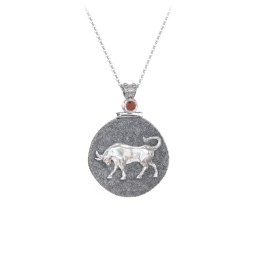 Engravable Taurus Zodiac Medallion With Accent