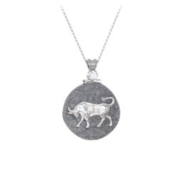 Engravable Taurus Zodiac Medallion With Accent