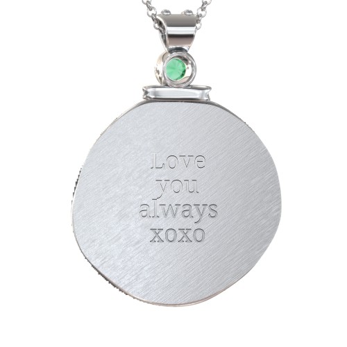 Engravable Taurus Zodiac Medallion With Accent – Sterling Silver with Emerald