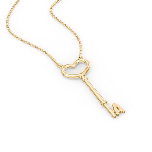 Initial Heart Key Necklace - A – 9kt Yellow Gold