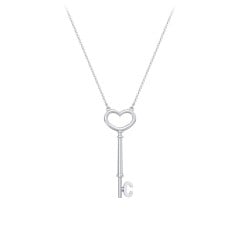Initial Heart Key Necklace - C