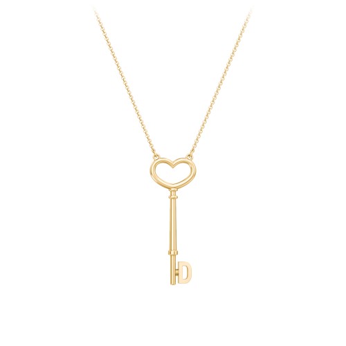 Initial Heart Key Necklace - D – 9kt Yellow Gold