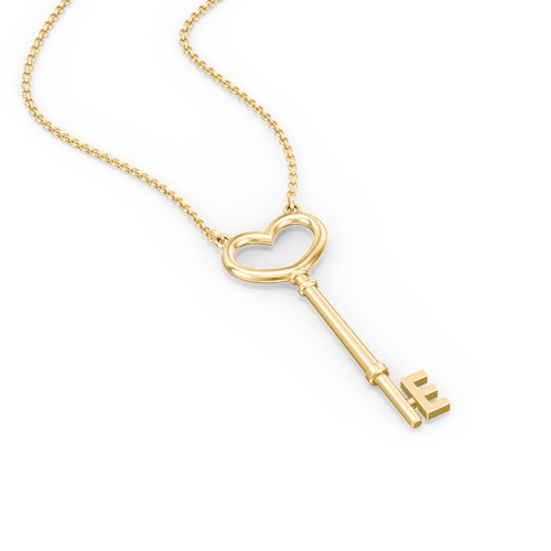 Initial Heart Key Necklace - E – 9kt Yellow Gold