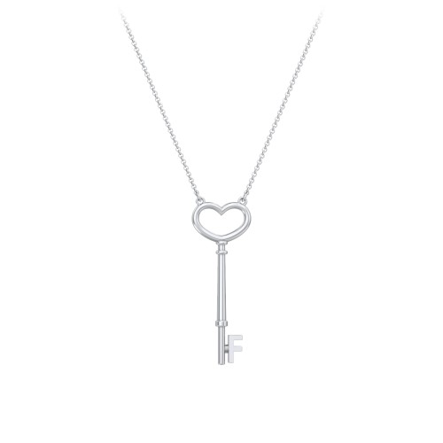 Initial Heart Key Necklace - F – Sterling Silver