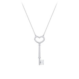 Initial Heart Key Necklace - H in 925 Sterling Silver