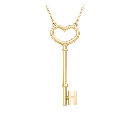 Initial Heart Key Necklace - H – 9kt Yellow Gold