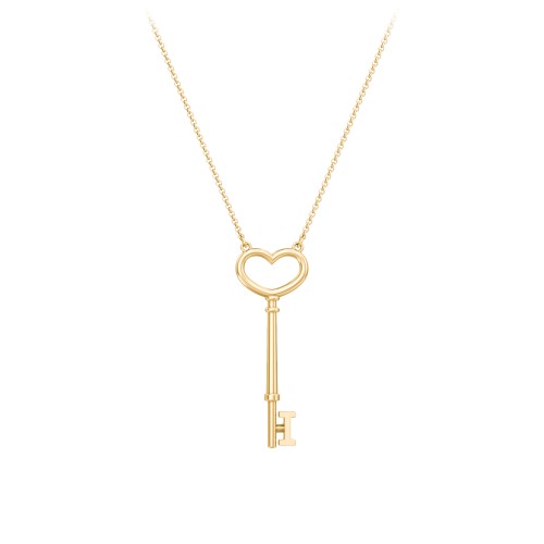 Initial Heart Key Necklace - I – 9kt Yellow Gold