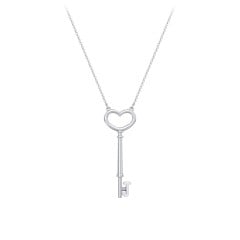 Initial Heart Key Necklace - J