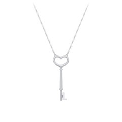 Initial Heart Key Necklace - L – Sterling Silver