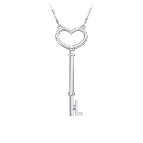 Initial Heart Key Necklace - L – Sterling Silver
