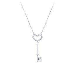 Initial Heart Key Necklace - N in 925 Sterling Silver