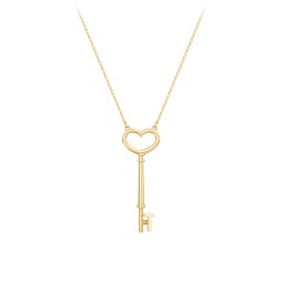 Initial Heart Key Necklace - T in 9K Solid Yellow Gold