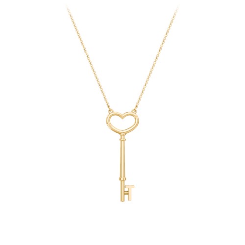 Initial Heart Key Necklace - T – 9kt Yellow Gold