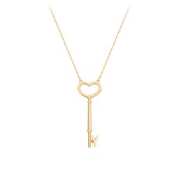 Initial Heart Key Necklace - Y in 9K Solid Yellow Gold