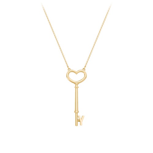 Initial Heart Key Necklace - Y – 9kt Yellow Gold