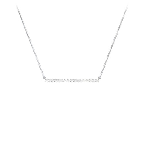 Gemstone Bar Pendant Necklace – Sterling Silver with Diamond