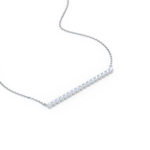 Gemstone Bar Pendant Necklace – Sterling Silver with Aquamarine