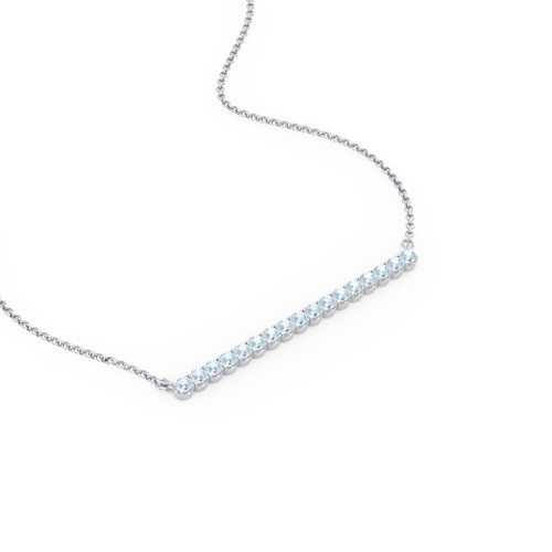 Gemstone Bar Pendant Necklace – Sterling Silver with Blue Topaz
