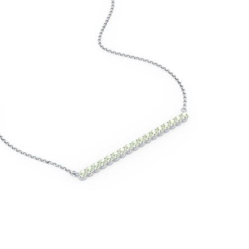 Gemstone Bar Pendant Necklace – Sterling Silver with Peridot