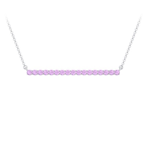 Gemstone Bar Pendant Necklace – Sterling Silver with Amethyst