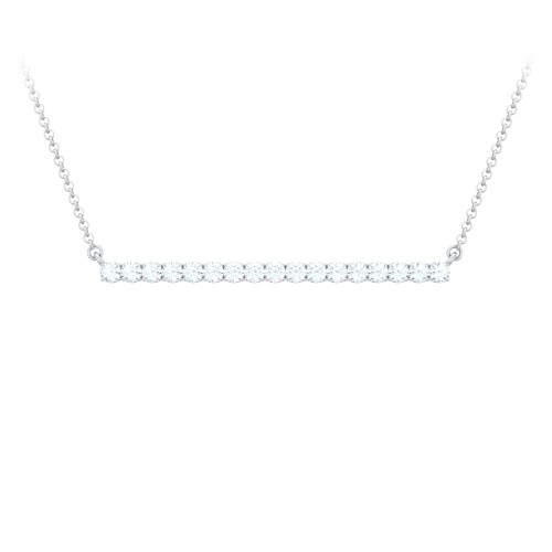 Gemstone Bar Pendant Necklace – Sterling Silver with Aquamarine