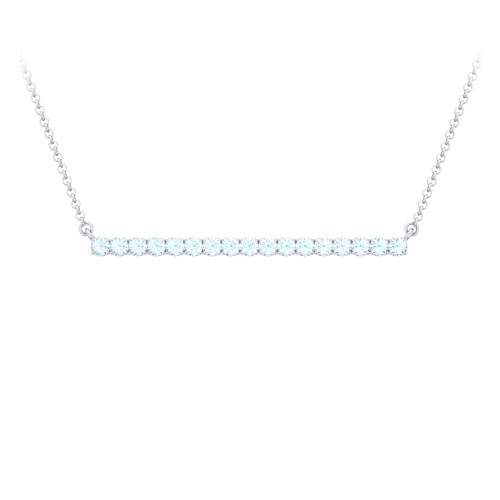 Gemstone Bar Pendant Necklace – Sterling Silver with Blue Topaz