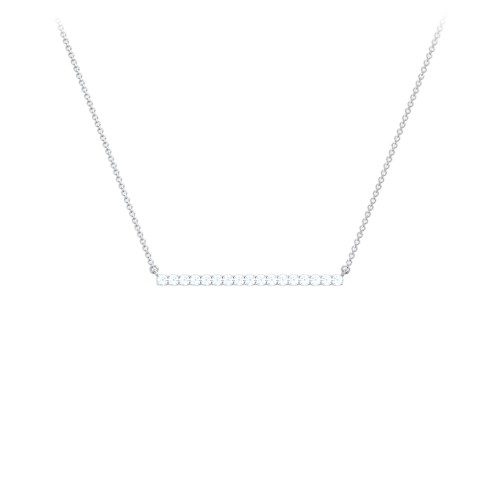 Gemstone Bar Pendant Necklace – Sterling Silver with Aquamarine
