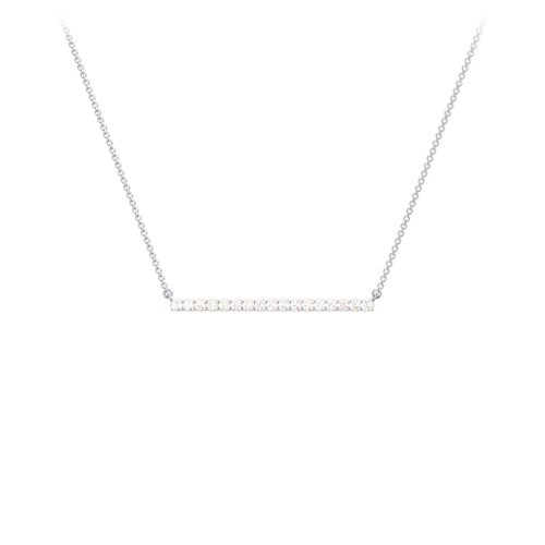 Gemstone Bar Pendant Necklace – Sterling Silver with Cubic Zirconia