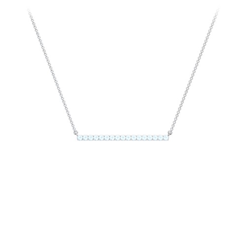 Gemstone Bar Pendant Necklace – Sterling Silver with Blue Topaz