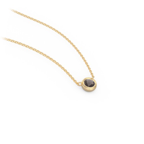 Bezel Set 3mm Gemstone Pendant – 18K Gold Plated Silver with Smokey Quartz
