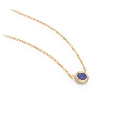 Bezel Set 3mm Gemstone Pendant – 18K Gold Plated Silver with Blue Sapphire