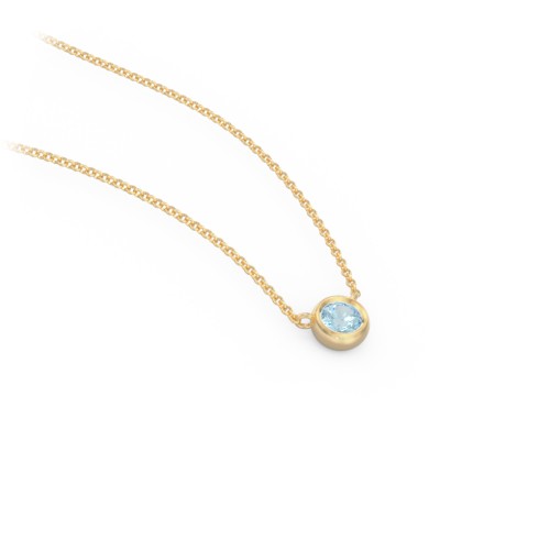 Bezel Set 3mm Gemstone Pendant – 18K Gold Plated Silver with Blue Topaz