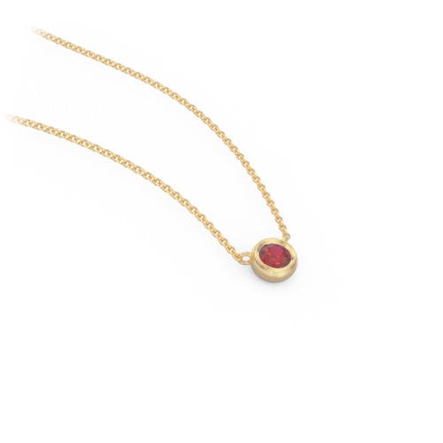 Bezel Set 3mm Gemstone Pendant – 18K Gold Plated Silver with Garnet