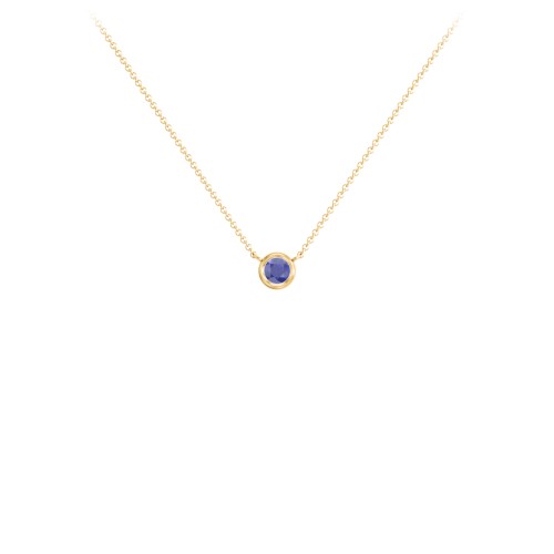 Bezel Set 3mm Gemstone Pendant – 18K Gold Plated Silver with Blue Sapphire