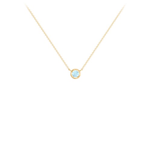Bezel Set 3mm Gemstone Pendant – 18K Gold Plated Silver with Blue Topaz