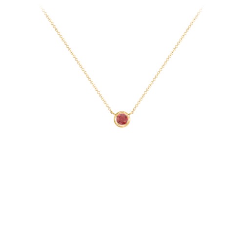 Bezel Set 3mm Gemstone Pendant – 18K Gold Plated Silver with Garnet