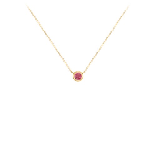 Bezel Set 3mm Gemstone Pendant – 18K Gold Plated Silver with Ruby