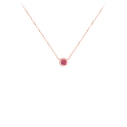 Bezel Set 3mm Gemstone Pendant in 9K Solid Rose Gold with Red Premium Zirconia