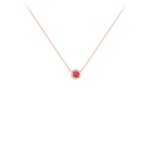 Bezel Set 3mm Gemstone Pendant – 9kt Rose Gold with Ruby