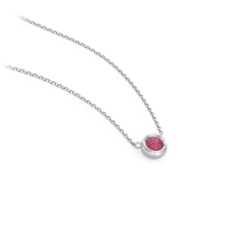 Bezel Set 3mm Gemstone Pendant – Sterling Silver with Ruby