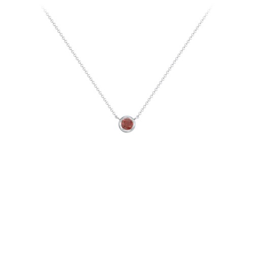 Bezel Set 3mm Gemstone Pendant – Sterling Silver with Garnet