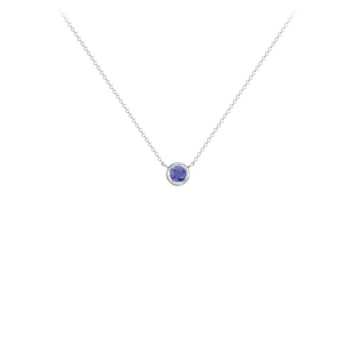 Bezel Set 3mm Gemstone Pendant – Sterling Silver with Blue Sapphire
