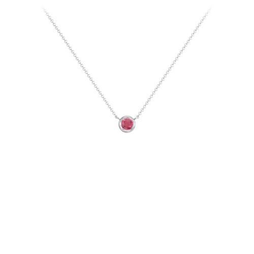 Bezel Set 3mm Gemstone Pendant – Sterling Silver with Ruby