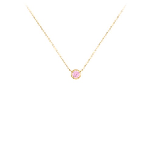 Bezel Set 3mm Gemstone Pendant – 9kt Yellow Gold with Pink Tourmaline