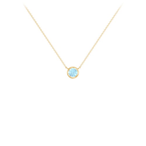 Bezel Set 4mm Gemstone Pendant – 18K Gold Plated Silver with Blue Topaz
