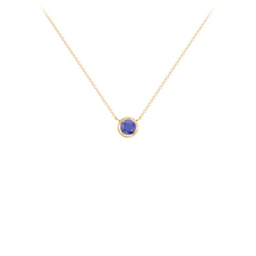 Bezel Set 4mm Gemstone Pendant – 18K Gold Plated Silver with Blue Sapphire