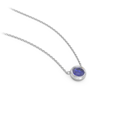 Bezel Set 4mm Gemstone Pendant – Sterling Silver with Blue Sapphire